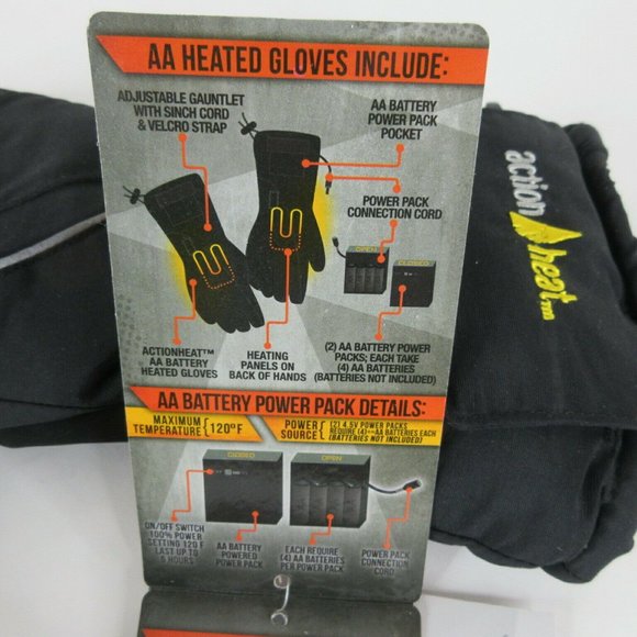 ActionHeat AA Battery Operated Heated Gloves Men's One Size Fists Most Black - Picture 6 of 9